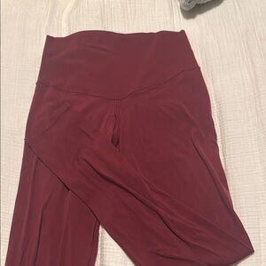Aerie Red Leggings with Wide Waistband and Stretch Fabric